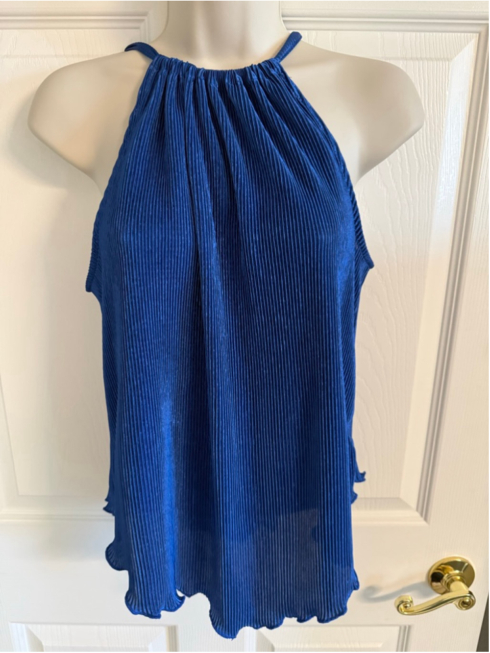 No Boundaries Blue Pleated Halter Top Size M